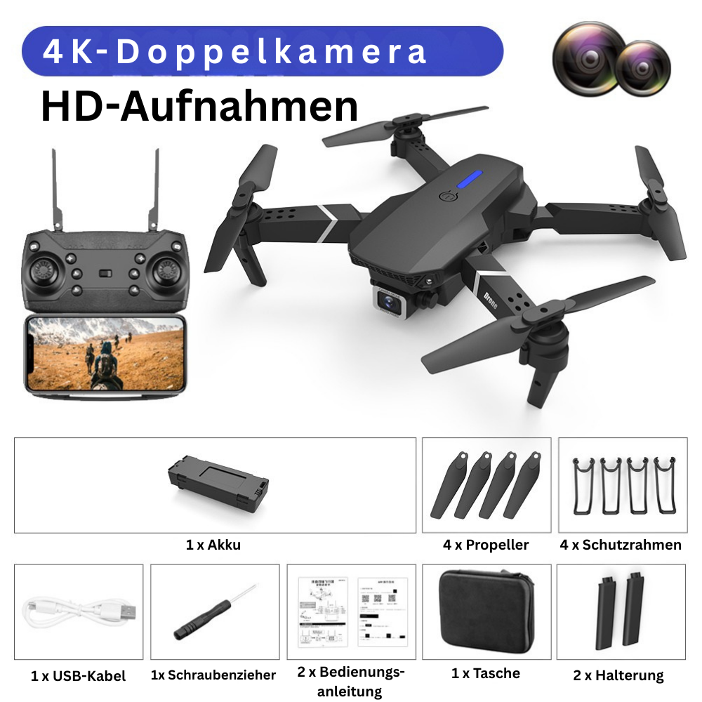 E88 Pro Foldable Drone - 4K Dual Camera & WiFi FPV