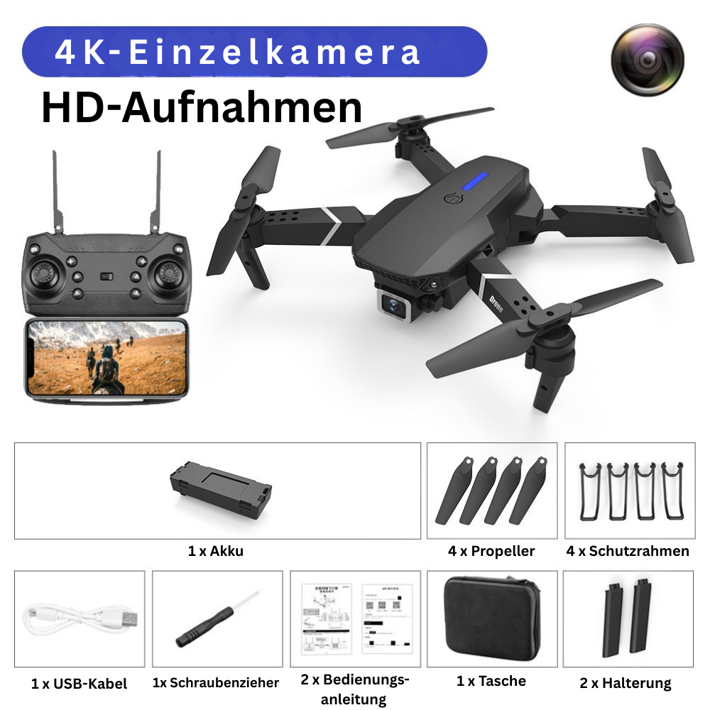 E88 Pro Foldable Drone - 4K Dual Camera & WiFi FPV
