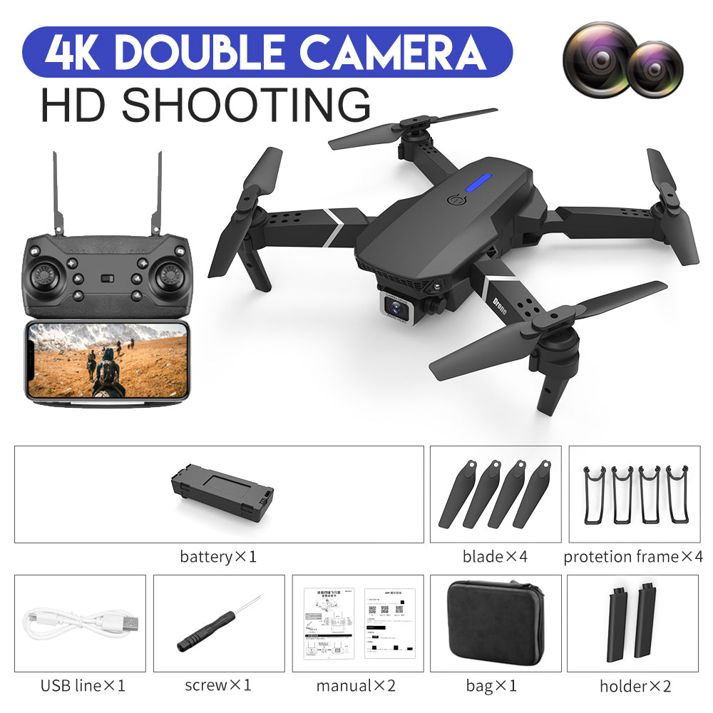 E88 Pro Foldable Drone - 4K Dual Camera & WiFi FPV