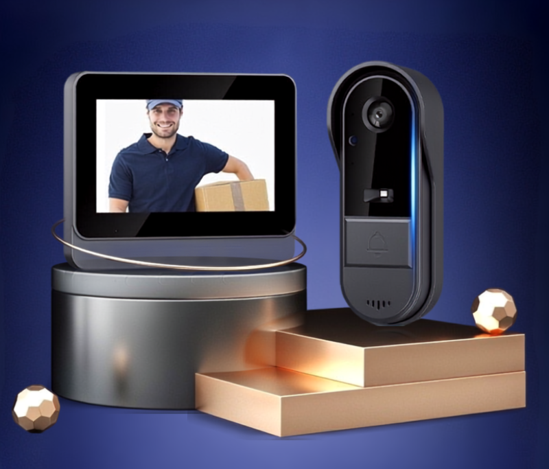 Kabellose Video-Türklingel mit Monitor  Zwei-Wege-Gegensprechanlage  4,3" Display
