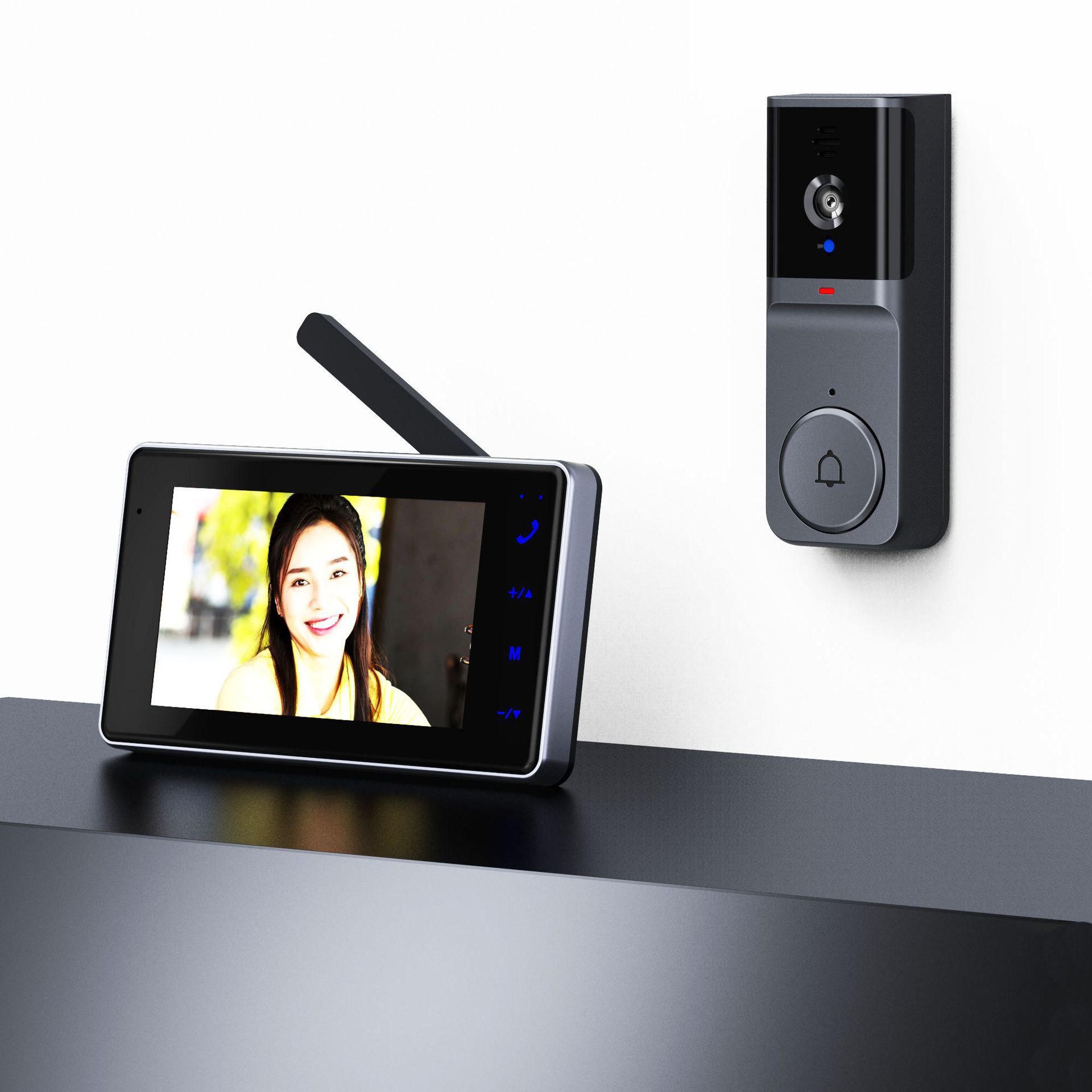 Wireless Video Doorbell with Monitor  Two-Way Intercom  4.3" Display