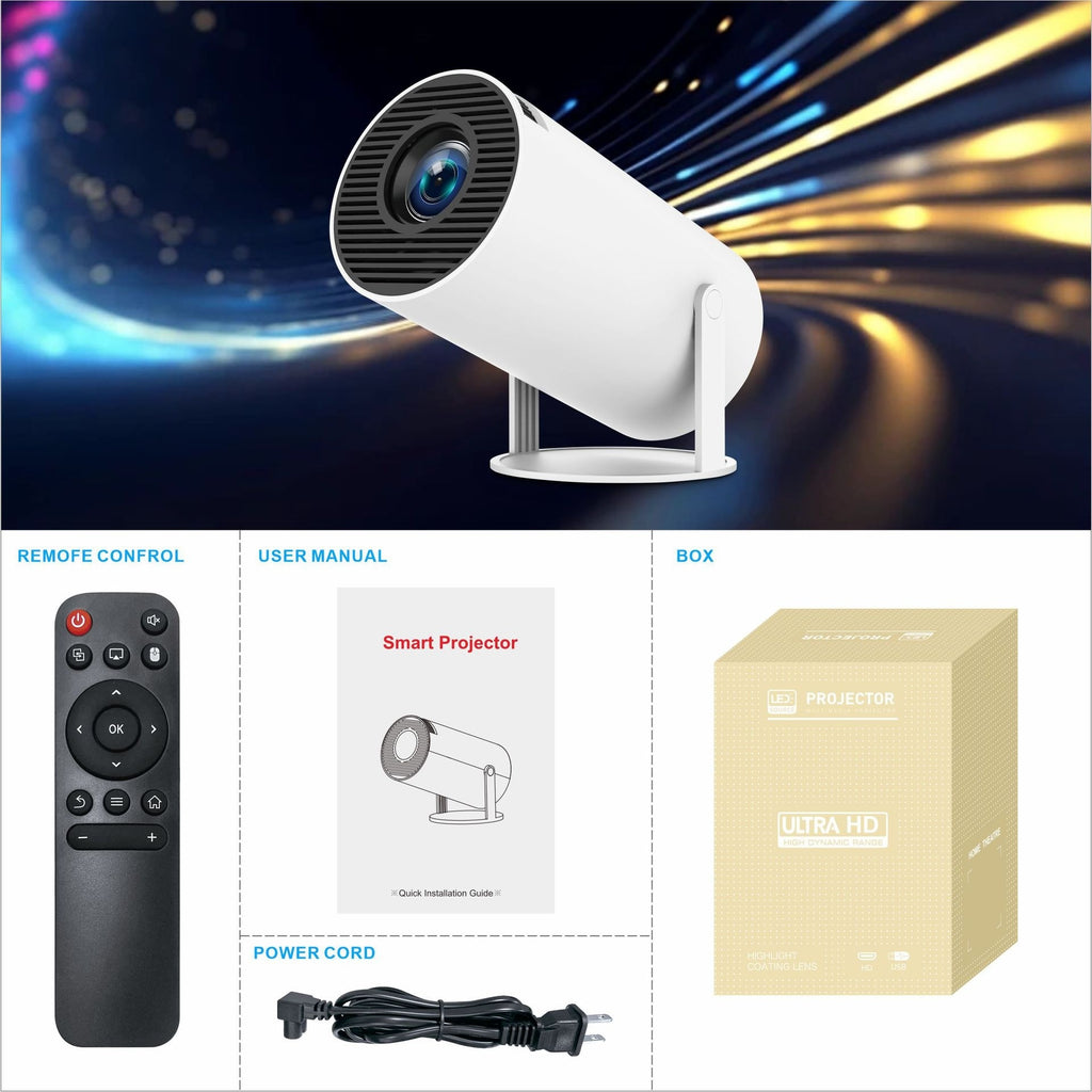 HY300 Pro Portable Smart Projector (180° Rotation)